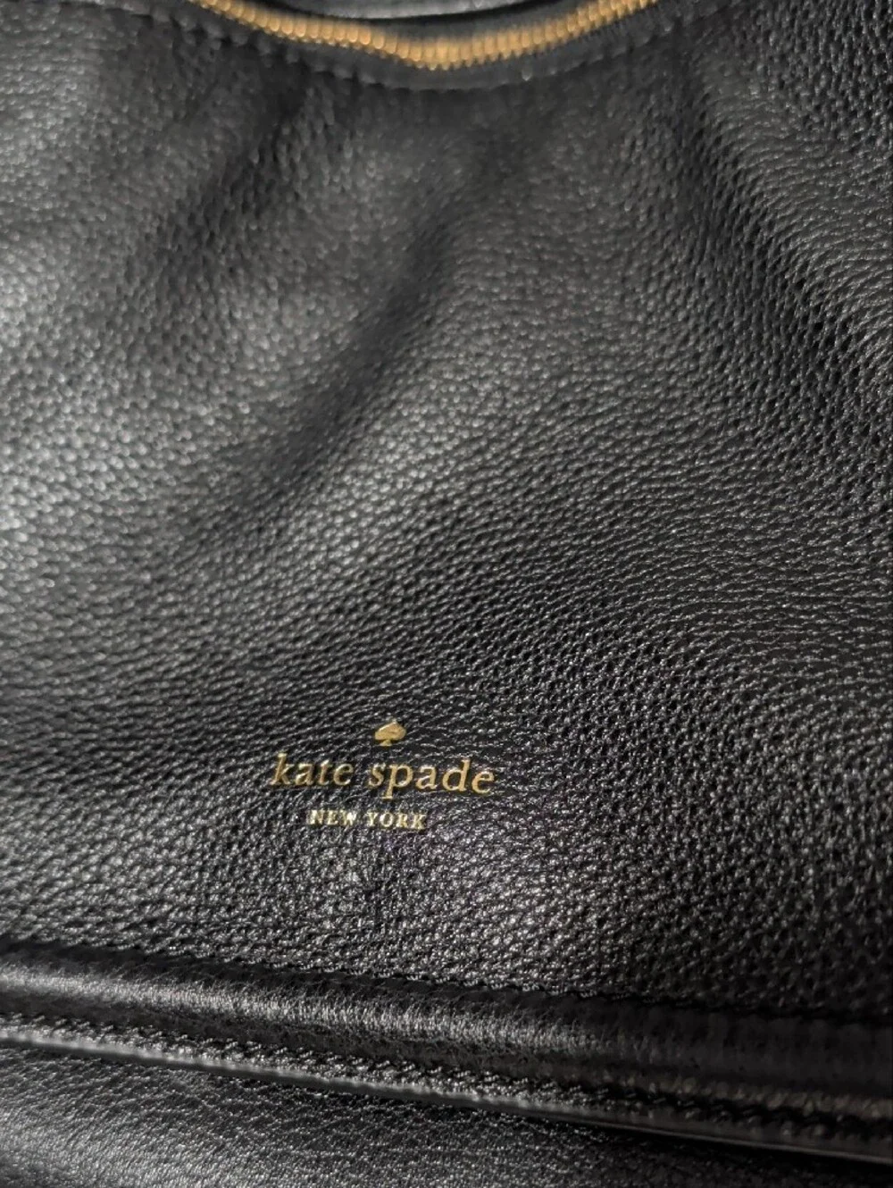 kate spade Black Pebbled Leather Satchel with Gold Hardware